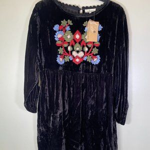 NWT Cousin Earl Velvet Embroidered Dress
